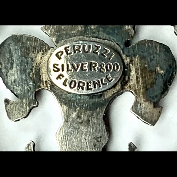 PERUZZI 800 Silver Fleur de Lis Brooch - Picture 2 of 3